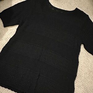 Black crochet Short Sleeve Top xl